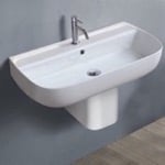 CeraStyle 078700U-S-PED Rectangular White Ceramic Semi-Pedestal Sink
